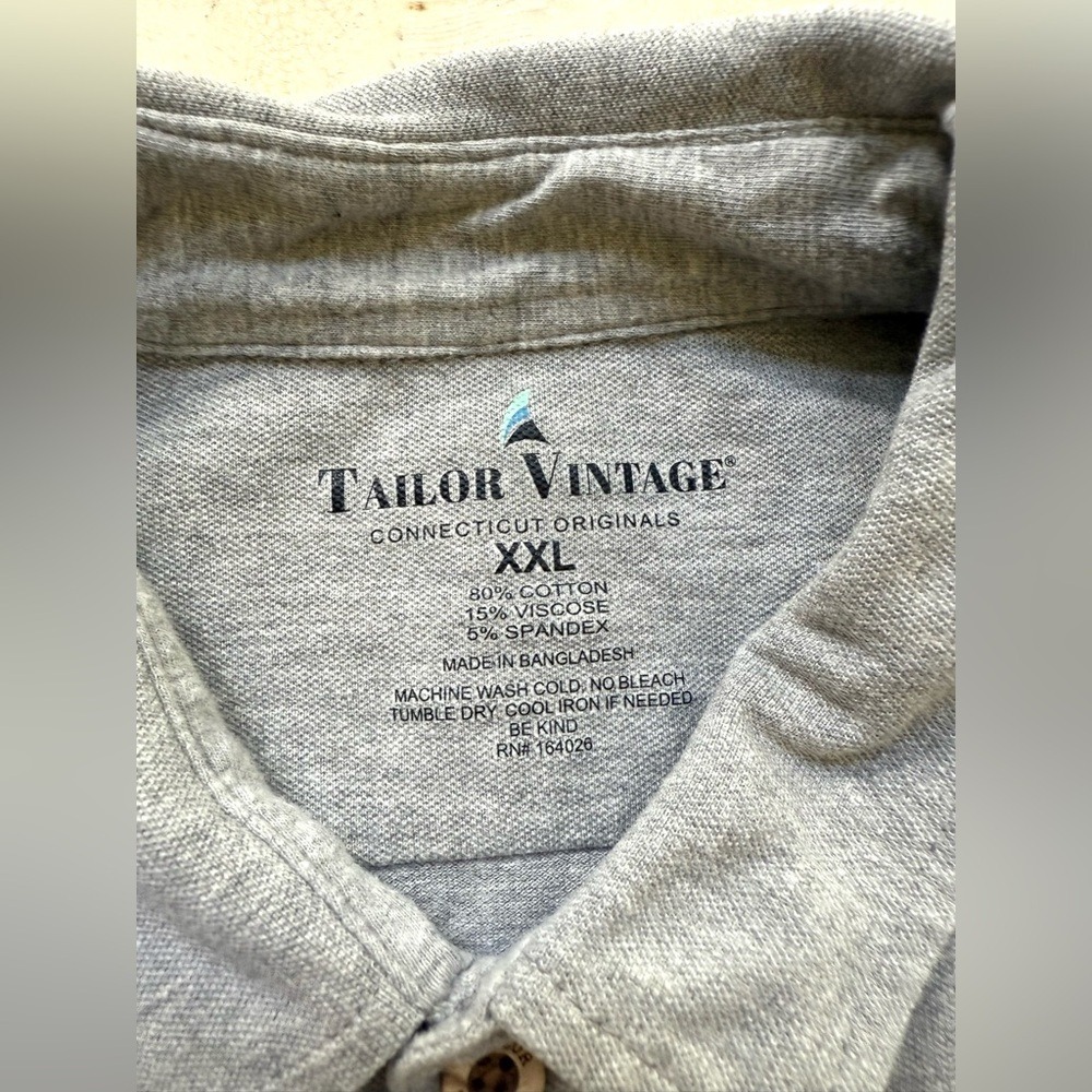 Tailor Vintage Shirt Mens Pique Performance Knit Button Long Sleeve Gray NWT 2XL - Picture 3 of 8